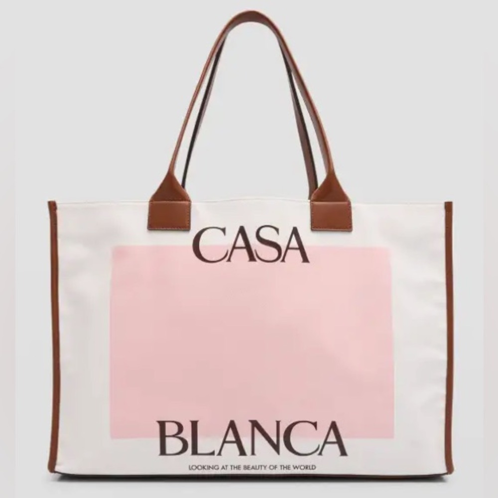 Brand New NWT Authentic Designer Casablanca Woven Tote Bag w/ Leather Exterior